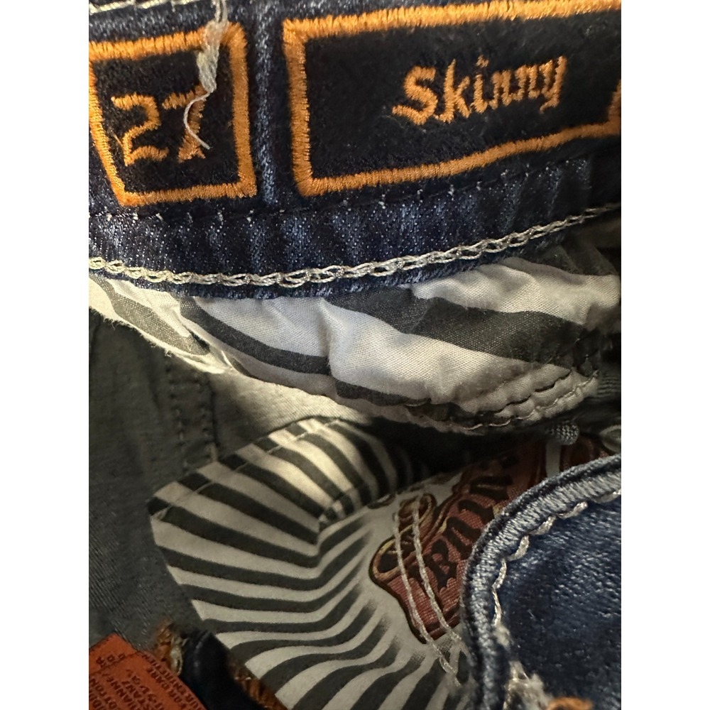 Rock Revival July Skinny Low Rise Jeans Size 27 Dark Wash Rhinestone Embellished - Picture 8 of 16